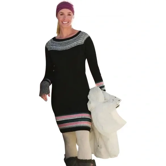 Athleta Nordic Fair Isle Style Knit Sweater Dress Size M - Picture 1 of 10